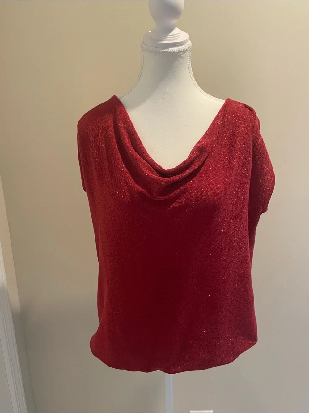 MICHAEL Michael Kors Shimmer Red Cowl Neck Top (size XS)